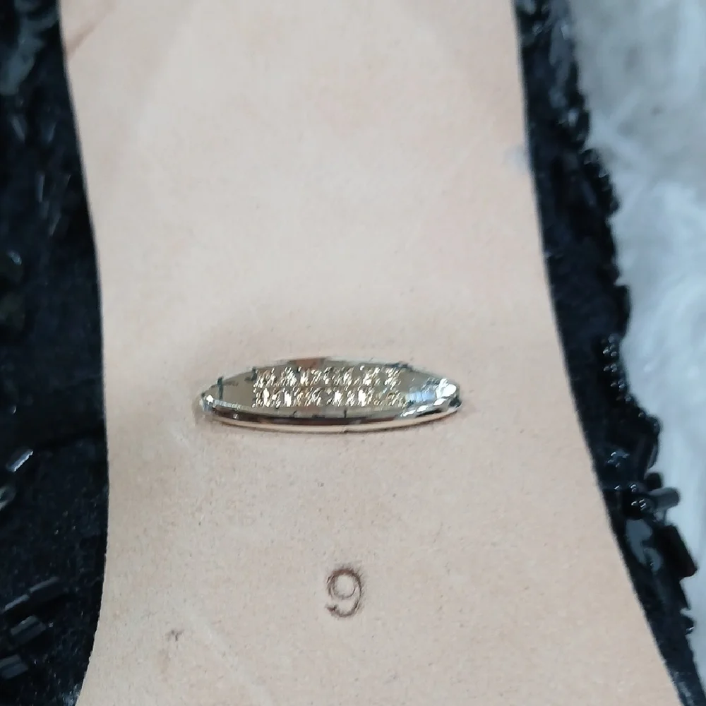 Badgley Mischka Black Sequin Lace Heels - Picture 8 of 9